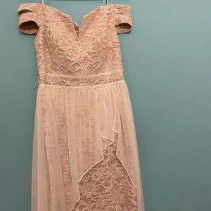 white/cream slit dress